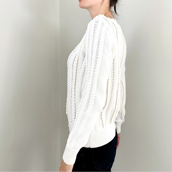 Banana Republic Chunky Cable Knit Crewneck Pullover Sweater , S White - Picture 10 of 13